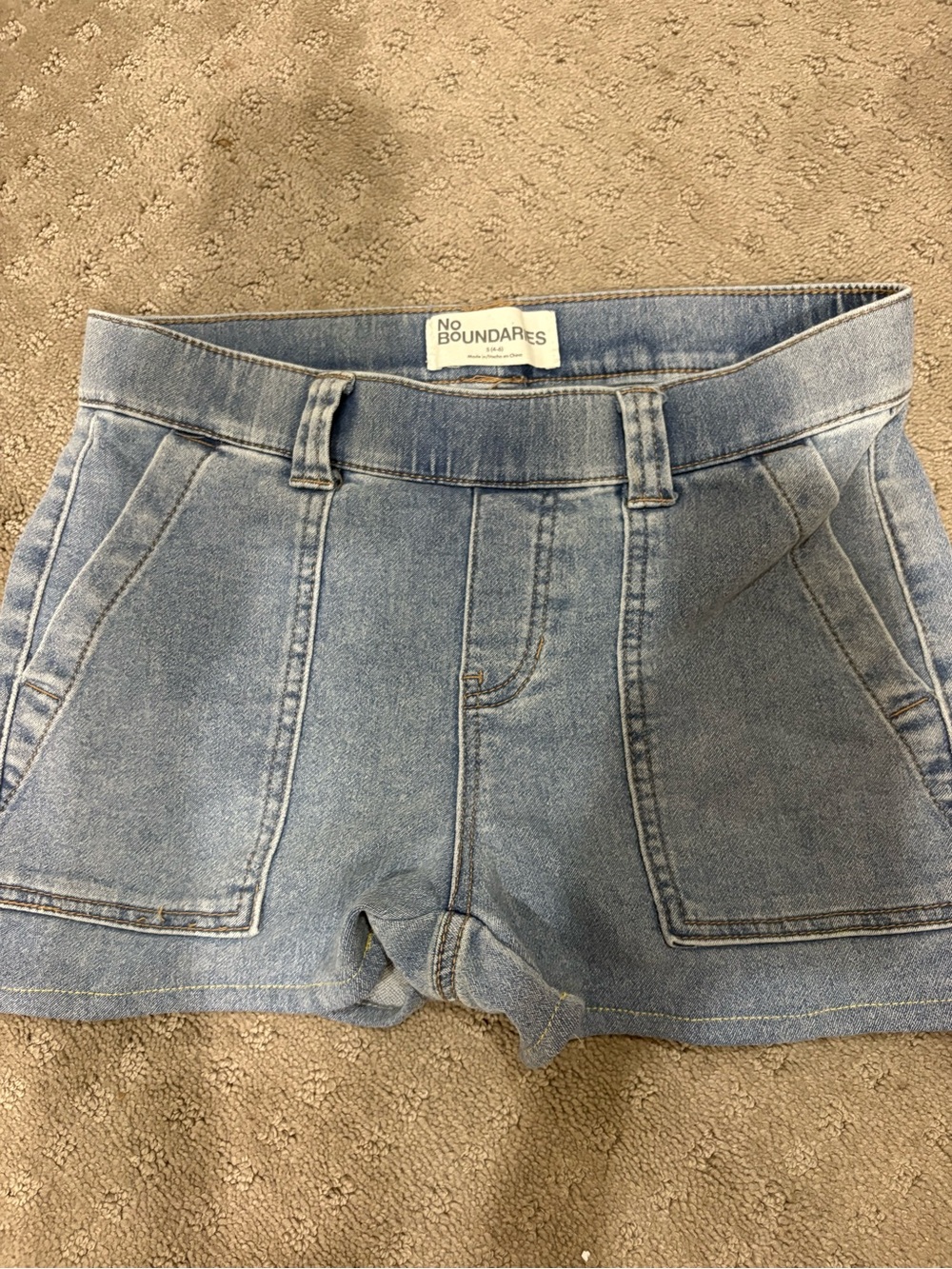 No Boundaries Light Blue Denim Patch-Pocket Women’s Shorts
